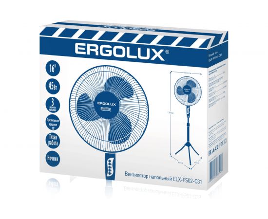 Напольный вентилятор ERGOLUX серый с белым, 16 дюймов ELX-FS02-C31 13427 – изображение 2