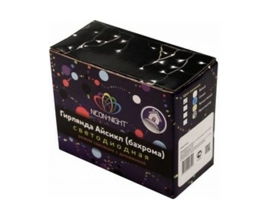 Гирлянда Neon-Night АЙСИКЛ бахрома, 1.8х0.5м, прозрачный ПВХ, 48 LED ТЕПЛО-БЕЛЫЕ IP20 255-016 – изображение 2