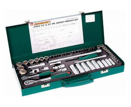 Набор стандартных и глубоких торцевых головок 1/4 и 3/8DR 4-24 мм Jonnesway S04H3157S – изображение 2