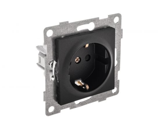 Механизм розетки GUSI ELECTRIC Ugra 1-ой с/з с з/ш, скрытая установка, 16А, 250В, графит С11Р4-010 – изображение 2