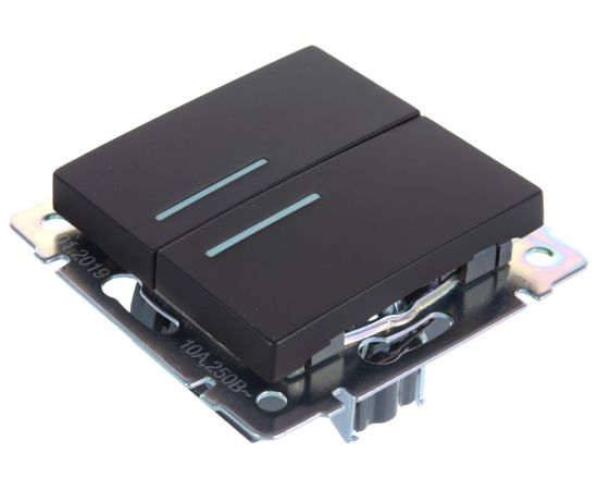 Проходной выключатель Smartbuy 2-клавишный с индикатором 10А черный Нептун SBE-05b-10-SW22-1 – изображение 3