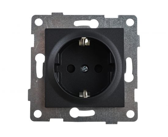 Механизм розетки GUSI ELECTRIC Ugra 1-ой с/з с з/ш, скрытая установка, 16А, 250В, графит С11Р4-010 – изображение 3