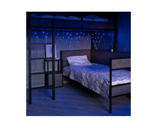 Гирлянда Neon-Night АЙСИКЛ бахрома, 1.8х0.5м, прозрачный ПВХ, 48 LED СИНИЕ IP20 255-013 – изображение 5