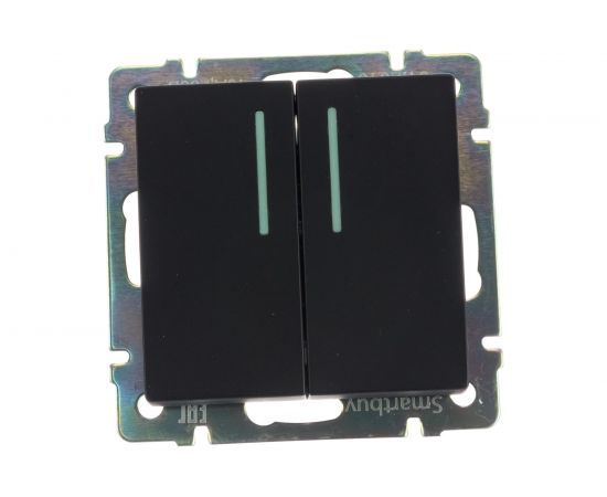 Проходной выключатель Smartbuy 2-клавишный с индикатором 10А черный Нептун SBE-05b-10-SW22-1 – изображение 6