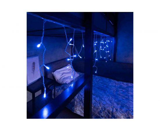 Гирлянда Neon-Night АЙСИКЛ бахрома, 1.8х0.5м, прозрачный ПВХ, 48 LED СИНИЕ IP20 255-013 – изображение 6