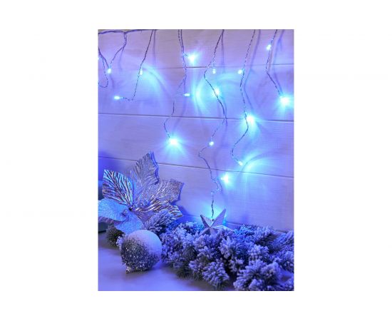 Гирлянда Neon-Night АЙСИКЛ бахрома, 1.8х0.5м, прозрачный ПВХ, 48 LED СИНИЕ IP20 255-013 – изображение 8