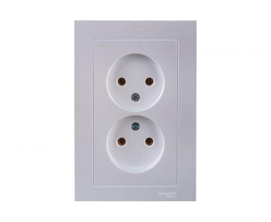 Розетка Schneider Electric 2-м ATLAS DESIGN без заземления, 16А, в сборе, жемчуг ATN000420 1240272 