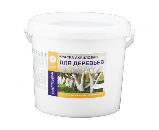 Акриловая краска для деревьев APIS белая, 8 кг 4665296515032 