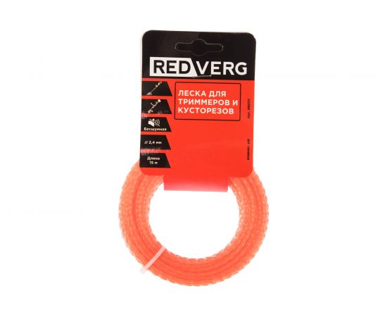 Леска для триммера 2,4 мм, 15 м, витая, бесшумная REDVERG 6622434 