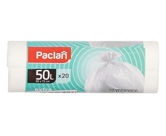 Мешки для мусора белые EXTRA (20 шт; 60х72 см; 50 л; ПНД) Paclan 42216358 