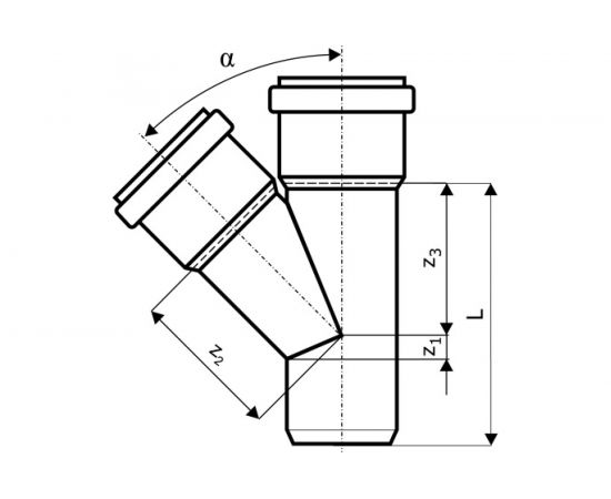 Канализационный тройник Ostendorf 45 градусов, 110х75 115210 – изображение 2