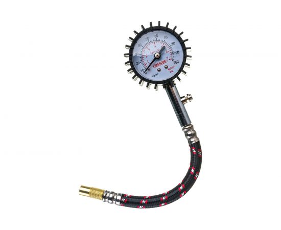 Манометр в металлическом корпусе SKYWAY 7 АТМ с резиновой защитой и шлангом S07701005 – изображение 2