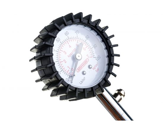 Манометр в металлическом корпусе SKYWAY 7 АТМ с резиновой защитой и шлангом S07701005 – изображение 3