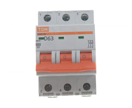 Автоматический выключатель TDM ВА47-29 3Р 63А 4.5кА D SQ0206-0179 – изображение 4