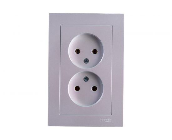 Розетка Schneider Electric 2-м ATLAS DESIGN без заземления, 16А, в сборе, жемчуг ATN000420 1240272 – изображение 4