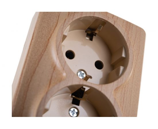 Розетка ЭРА 11-2205-11 2х2P E Schuko, 16A-250В, IP20, ОУ, Эксперт, сосна Б0020693 – изображение 5