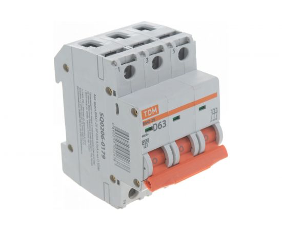 Автоматический выключатель TDM ВА47-29 3Р 63А 4.5кА D SQ0206-0179 – изображение 5