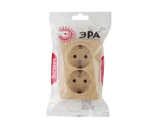 Розетка ЭРА 11-2205-11 2х2P E Schuko, 16A-250В, IP20, ОУ, Эксперт, сосна Б0020693 – изображение 6