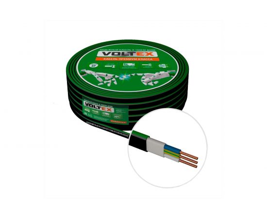 Кабель Voltex ВВГ-ПнгА 3х1.5 черный, 50м VX0185 
