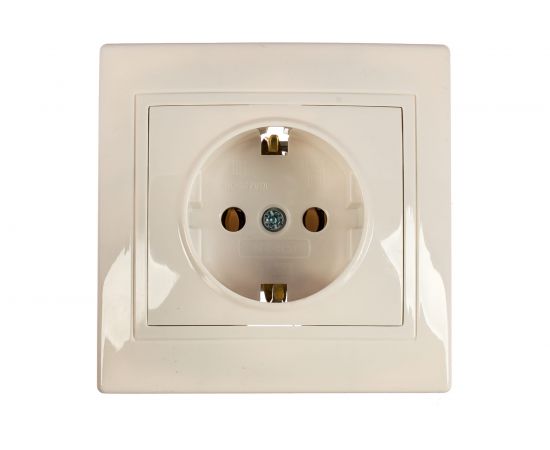 Розетка х1 IEK КВАРТА с заземлением, в сборе, без шторки, белая ERK14-K01-16-DM 