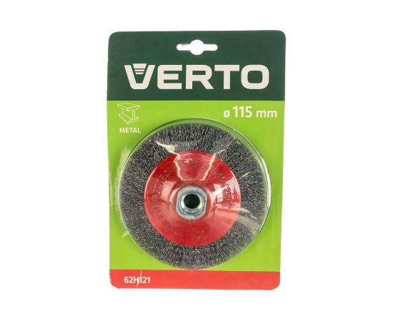 Щетка проволочная дисковая (115 мм; M14; стальная витая 0.33 мм) VERTO 62H121 