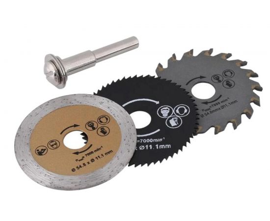 Набор отрезных дисков металл/дерево/керамика МИНИ (4 предмета; 54.8х11.1 мм; держатель 6 мм) SKRAB 34450 