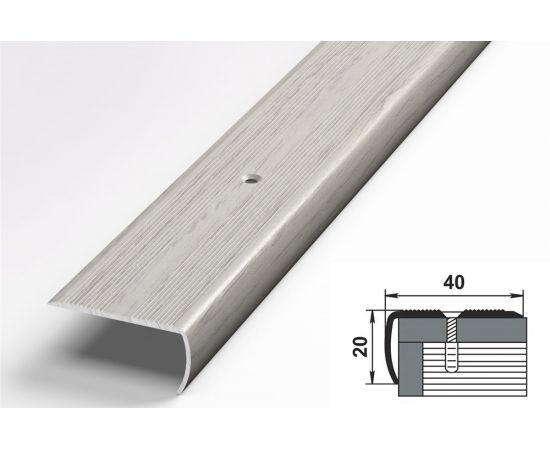 Порог угловой алюминиевый (40х20 мм; 0.9 м; декоративный; дуб арктик) Лука УТ000003149 – изображение 2