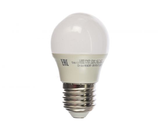 Светодиодная лампа ЭРА LED P45-5W-827-E27, шар, теплый Б0028486 – изображение 2