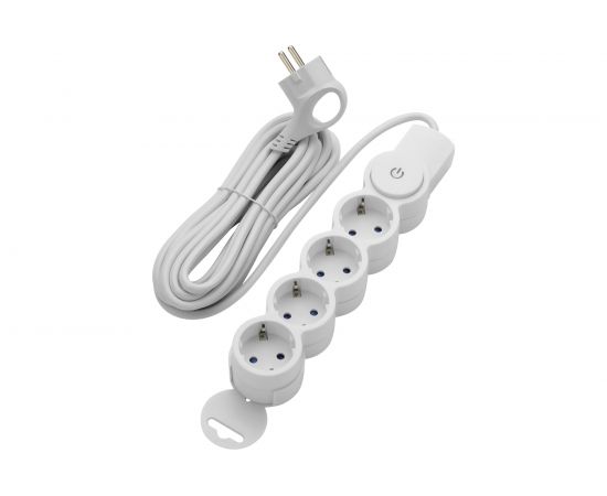 Удлинитель duwi 4 гнезда, с выключателем, с землей, со шторками, 5 м 32015 1 – изображение 2