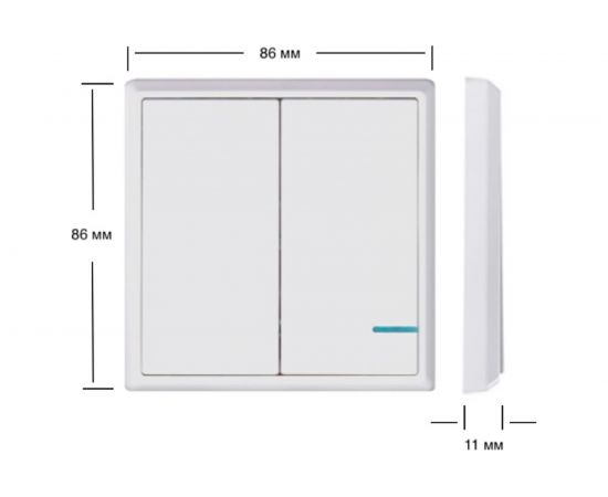 Умный выключатель GRITT Practic 2 клавиши, белый, комплект 1 выключатель, 2 радиореле 220В, 1000Вт, 433 + 11110 – изображение 2