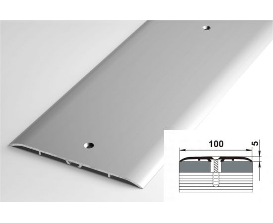 Порог прямой алюминиевый (100 мм; 0.9 м; анодированный; серебро) Лука 00000003243 – изображение 2