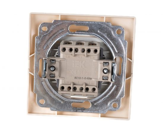 Одноклавишный выключатель IEK КВАРТА в сборе, скрытый, кремовый EVK10-K33-10-DM – изображение 2