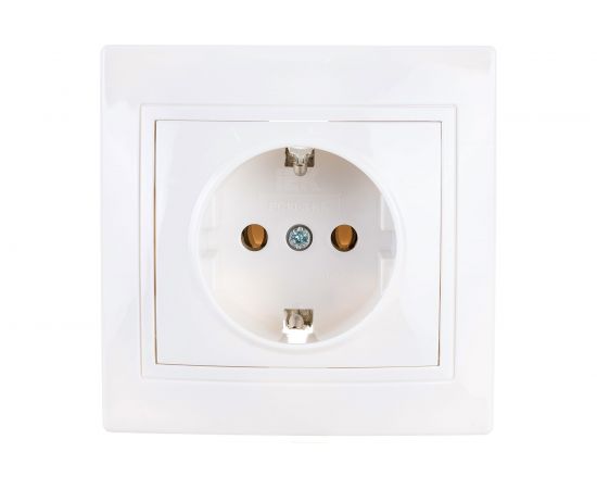 Розетка х1 IEK КВАРТА с заземлением, в сборе, без шторки, белая ERK14-K01-16-DM – изображение 3