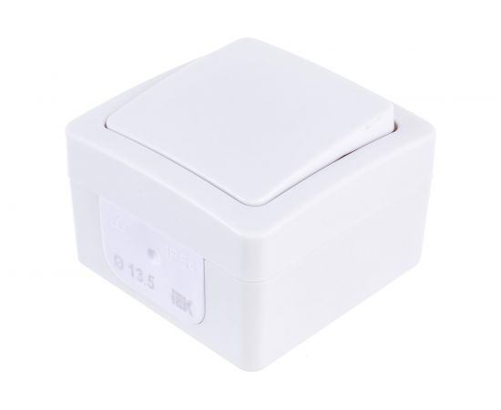 Одноклавишный кнопочный выключатель IEK ВСп20-1-0-ГПБ, проходной, открытой установки, IP54, цвет клавиш белый, ГЕРМЕС PLUS EVMP12-K01-10-54-EC – изображение 3