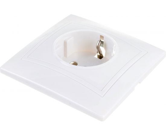 Розетка х1 IEK КВАРТА с заземлением, в сборе, без шторки, белая ERK14-K01-16-DM – изображение 4