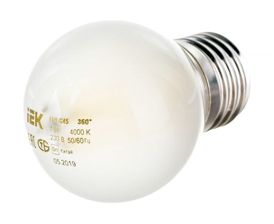 Лампа IEK серия 360, LED, G45, шар матовый, 7вт, 230В, 4000К, E27 LLF-G45-7-230-40-E27-FR – изображение 4