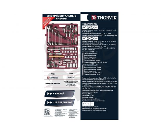 Универсальный набор инструмента THORVIK 1/4, 1/2 UTS0127 – изображение 5
