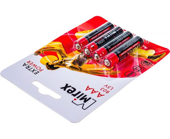 Батарея Mirex, солевая R03 / AAA 1,5V 4 шт ecopack 23702-ER03-E4 – изображение 5