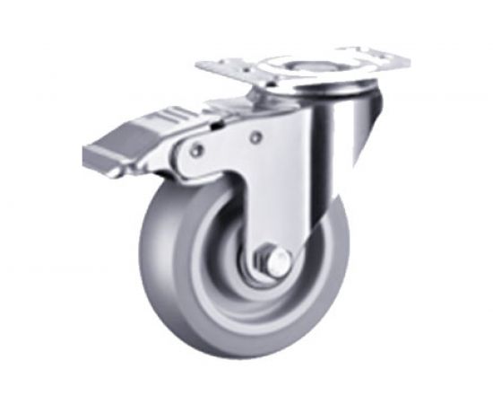 Колесо аппаратное поворотное с тормозом из термопластичной резины 340125Sb (125 мм; 150 кг) А5 1005816 