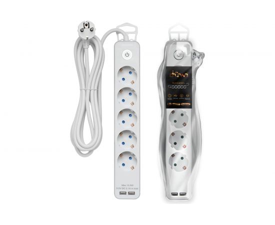 Удлинитель с заземлением duwi с выкл. Supraguard, 5 розеток, 3 м, 3680 Вт, 16А, 3x1,5мм2, 2 USB 32068 5 