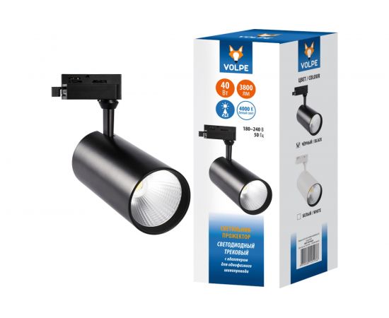 Трековый светодиодный светильник-прожектор Volpe ULB-Q276 40W/4000К BLACK UL-00005947 