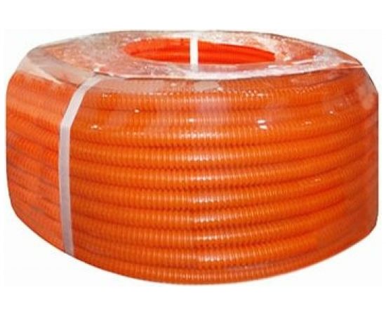 Труба ПНД Экопласт гофрированная легкая, с зондом диаметр 16 мм, цвет оранжевый, 100м 20116-OR 