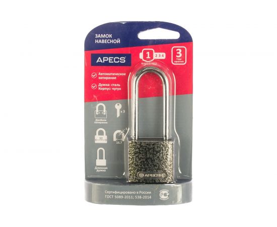 Навесной замок Apecs PD-01-32-L-Blister 15921 