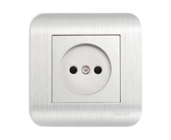 Розетка LUXAR Deco с/у без з/к серебро с рифленой рамкой, 250В 16А 4606400620273 