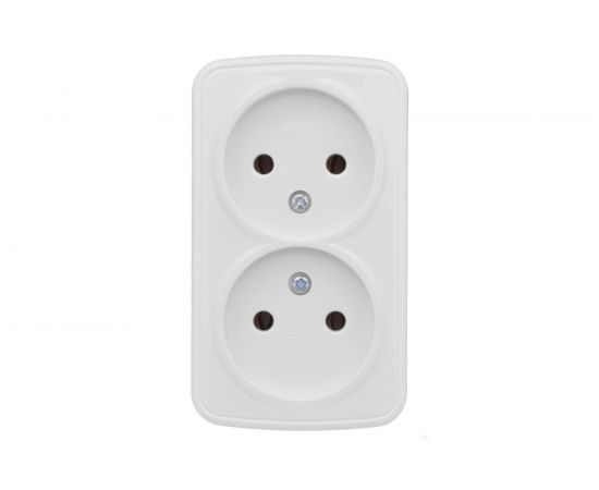 2-местная розетка EKF Минск ОП 10А без заземления, белая, Basic SQEGR10-102-10 