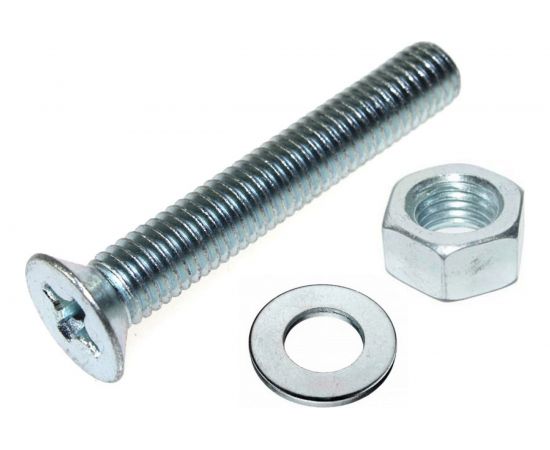 Винт Tech-Krep DIN965 с потайной головкой, оцинкованный M5х25 + гайка + шайба 11 шт - пакет Tec 114063 