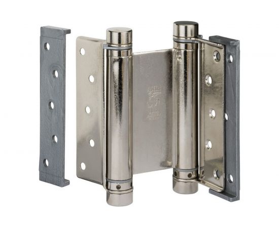 Барная пружинная петля двойного действия ALDEGHI LUIGI SPA 148х50х42 мм, цвет: никель, к-т: 2 шт + ключ с декоративными шурупами 101AN150B 