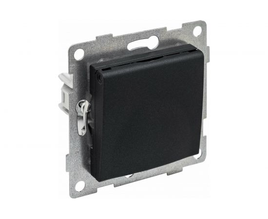 Розетка GUSI ELECTRIC Ugra МЕХ 1-ой с/з с з/ш и крышкой, СУ, 16А, 250В, графит С11Р91-010 