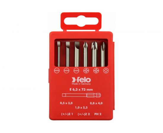 Набор бит SL/Z +/- Industrial 73 мм в кейсе, 6 шт. Felo 03192716 
