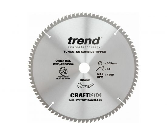 Пильный диск 305 мм 84 зуба по алюминию и пластику TREND CSB/AP30584 